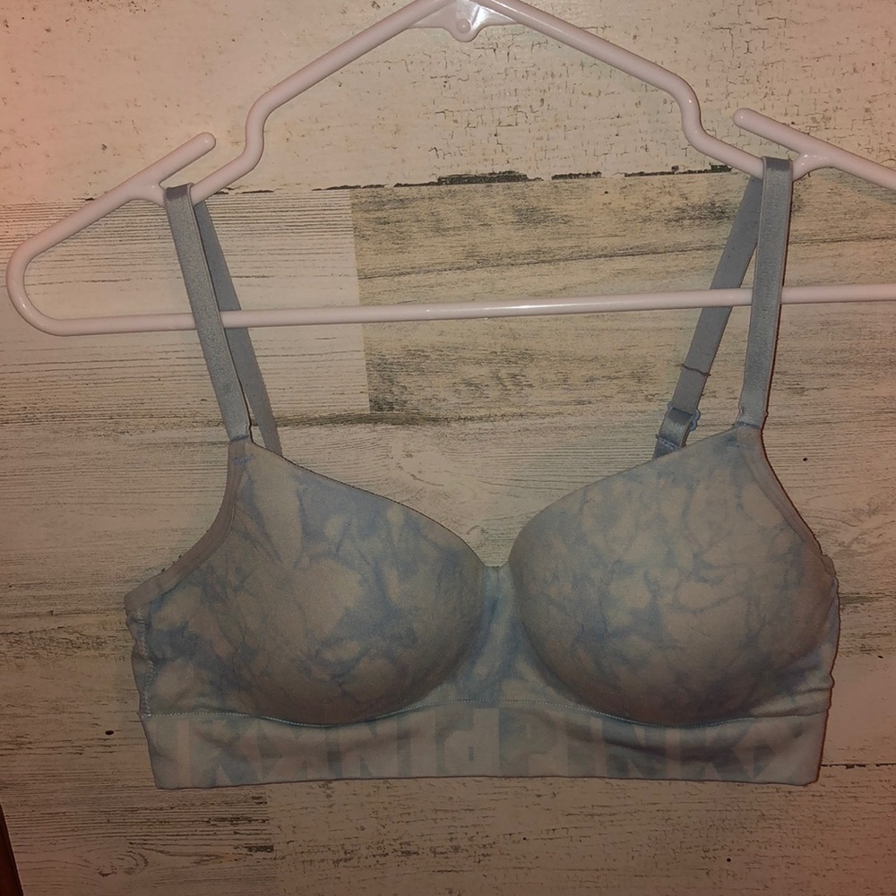 Victoria’s Secret PINK tie dye bra blue and white comfy bra size large​​​ - Picture 2 of 6